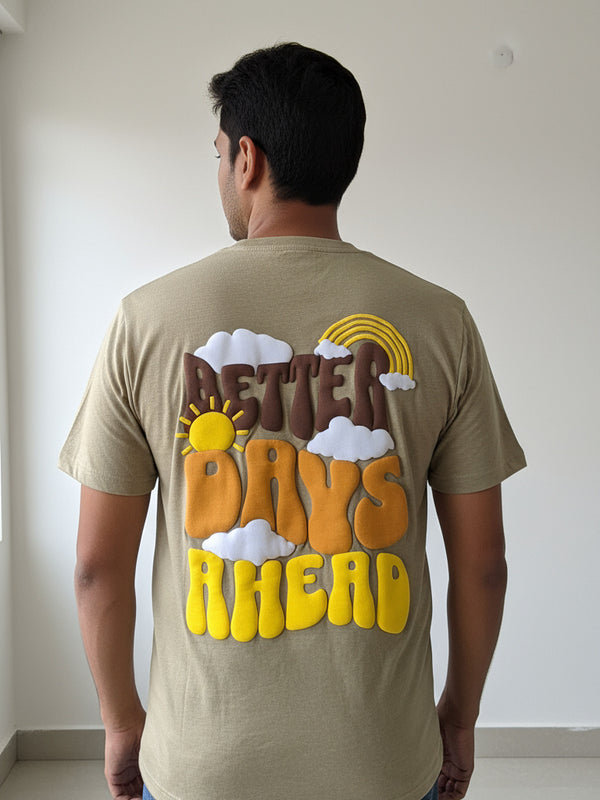 Better Days Ahead streetwear graphic tee worn by model - Otaku Haus India
