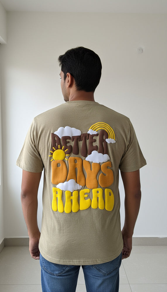 Better Days Ahead streetwear graphic tee worn by model - Otaku Haus India
