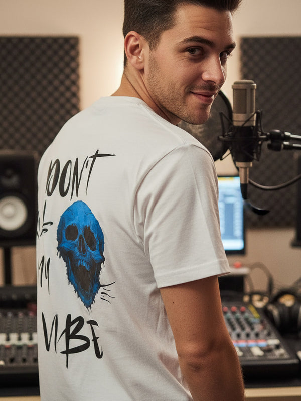 Don't Kill My Vibe streetwear graphic tee worn by model - Otaku Haus India
