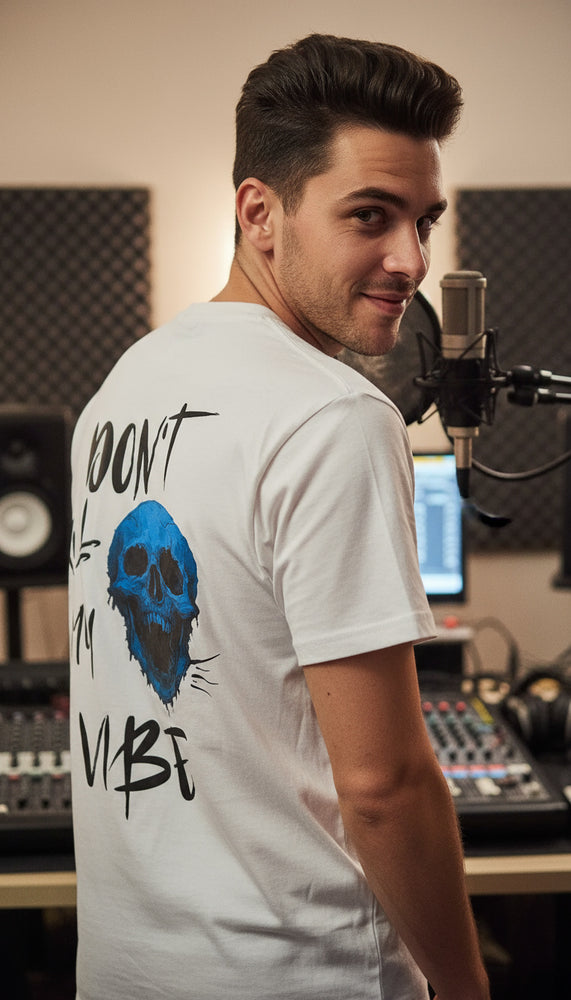 Don't Kill My Vibe streetwear graphic tee worn by model - Otaku Haus India
