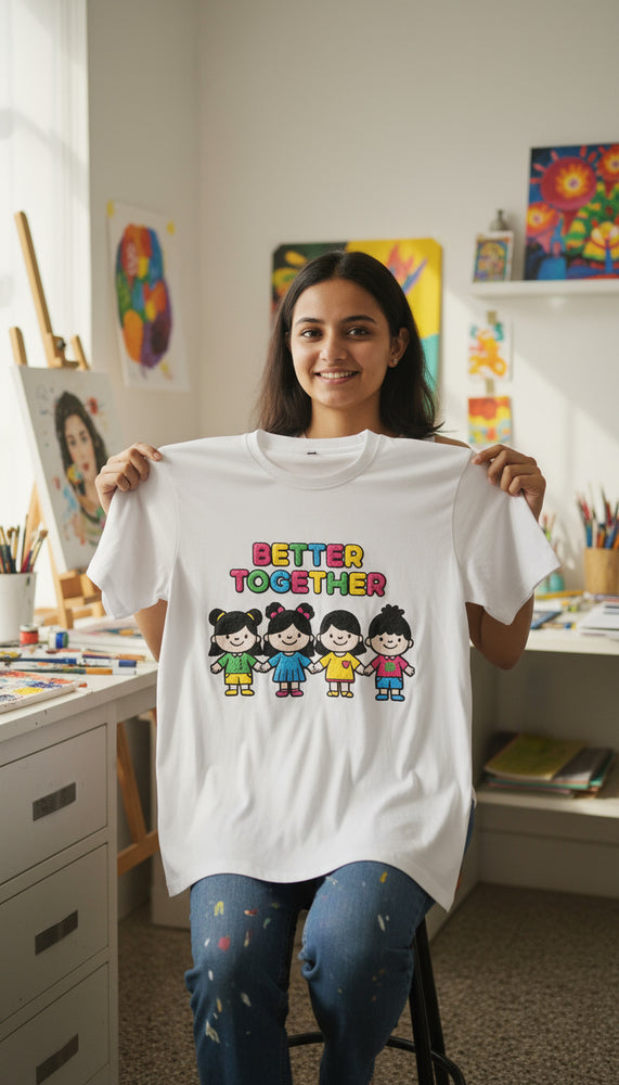 Better Together streetwear graphic tee worn by model - Otaku Haus India